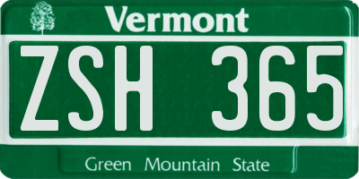VT license plate ZSH365