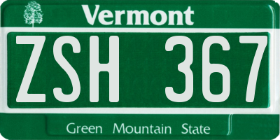 VT license plate ZSH367