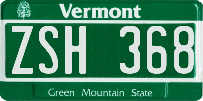 VT license plate ZSH368