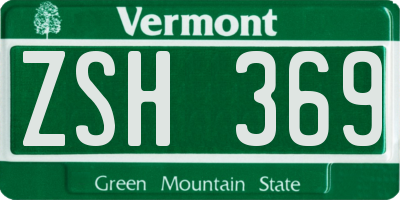 VT license plate ZSH369