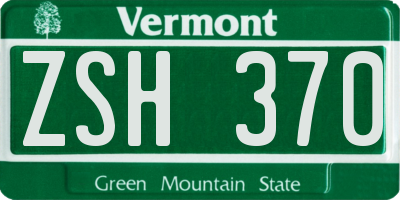 VT license plate ZSH370