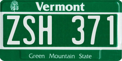VT license plate ZSH371