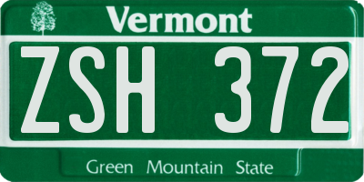VT license plate ZSH372