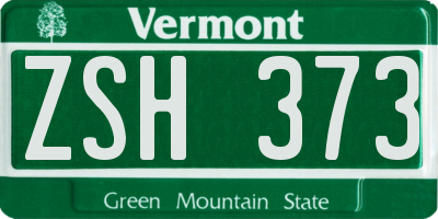 VT license plate ZSH373