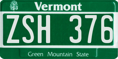 VT license plate ZSH376