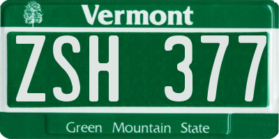 VT license plate ZSH377