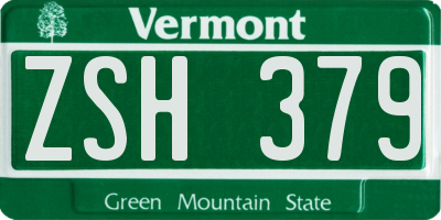 VT license plate ZSH379