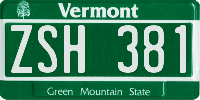 VT license plate ZSH381
