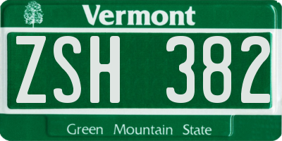 VT license plate ZSH382