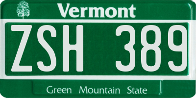 VT license plate ZSH389