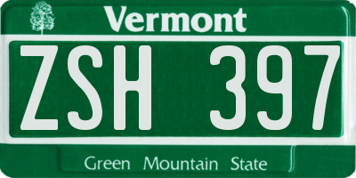 VT license plate ZSH397