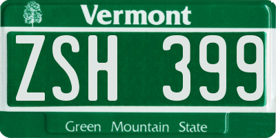 VT license plate ZSH399