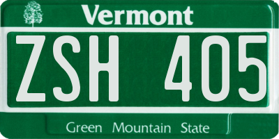 VT license plate ZSH405