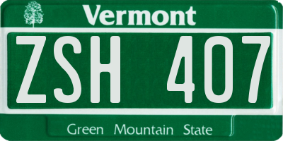 VT license plate ZSH407