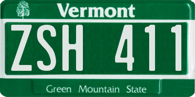 VT license plate ZSH411