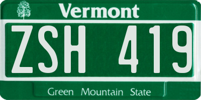 VT license plate ZSH419