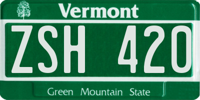 VT license plate ZSH420