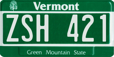 VT license plate ZSH421