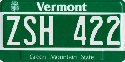 VT license plate ZSH422