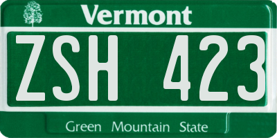 VT license plate ZSH423