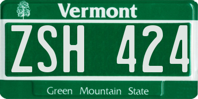 VT license plate ZSH424