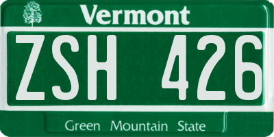 VT license plate ZSH426