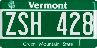 VT license plate ZSH428