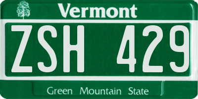VT license plate ZSH429