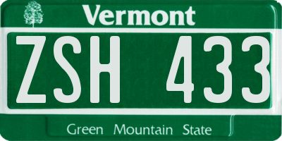 VT license plate ZSH433