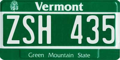 VT license plate ZSH435