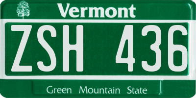 VT license plate ZSH436