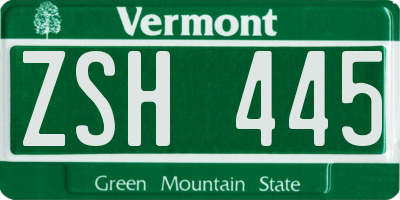 VT license plate ZSH445