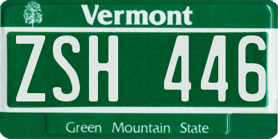 VT license plate ZSH446