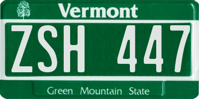 VT license plate ZSH447