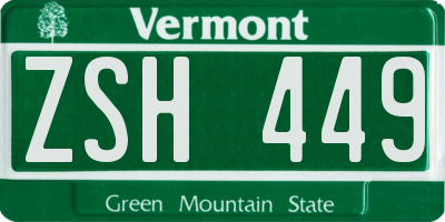 VT license plate ZSH449