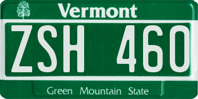 VT license plate ZSH460