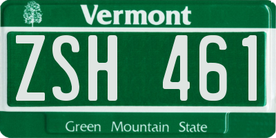 VT license plate ZSH461