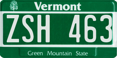 VT license plate ZSH463