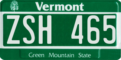 VT license plate ZSH465