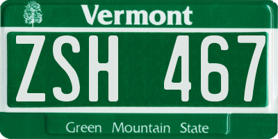 VT license plate ZSH467