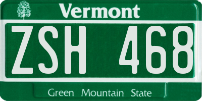 VT license plate ZSH468