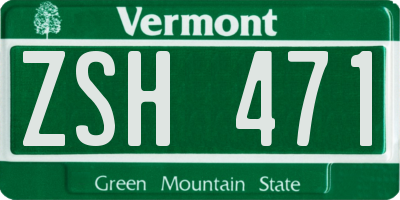 VT license plate ZSH471