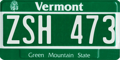 VT license plate ZSH473