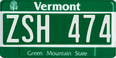 VT license plate ZSH474