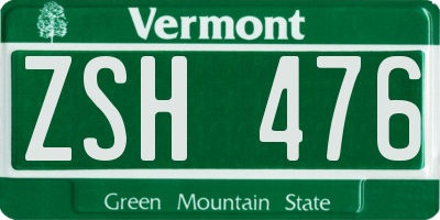 VT license plate ZSH476