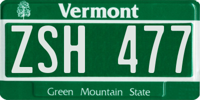 VT license plate ZSH477