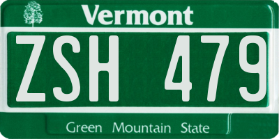 VT license plate ZSH479