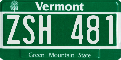 VT license plate ZSH481