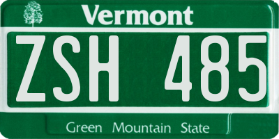 VT license plate ZSH485