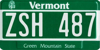 VT license plate ZSH487